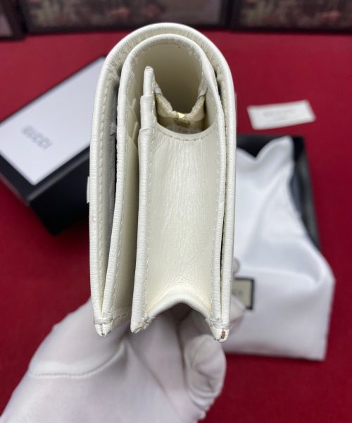 1:1 Replica Gucci Horsebit 1955 White Card Case Women's Wallet 11cm/4.3in GG ‎621887 0YK0G 9022
