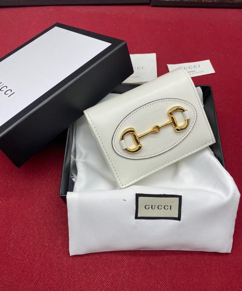 1:1 Replica Gucci Horsebit 1955 White Card Case Women's Wallet 11cm/4.3in GG ‎621887 0YK0G 9022
