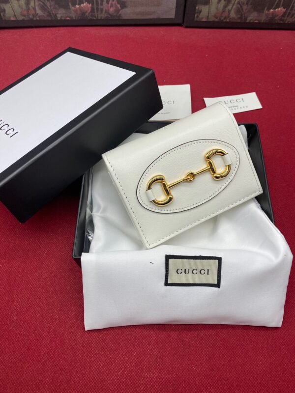 Gucci Horsebit 1955 White Card Case Women's Wallet 11cm/4.3in GG ‎621887 0YK0G 9022