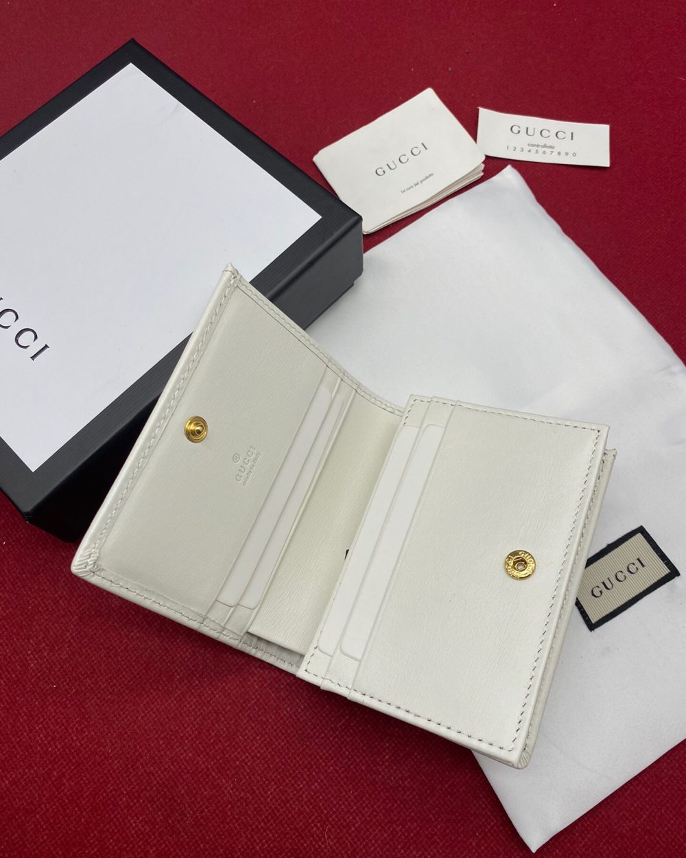 1:1 Replica Gucci Horsebit 1955 White Card Case Women's Wallet 11cm/4.3in GG 621887 0YK0G 9022