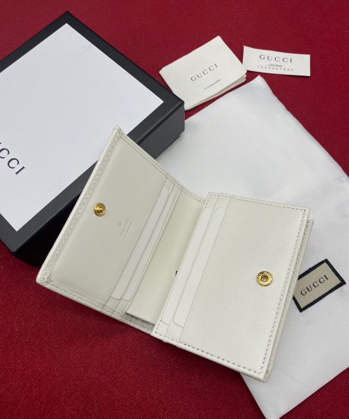 1:1 Replica Gucci Horsebit 1955 White Card Case Women's Wallet 11cm/4.3in GG ‎621887 0YK0G 9022