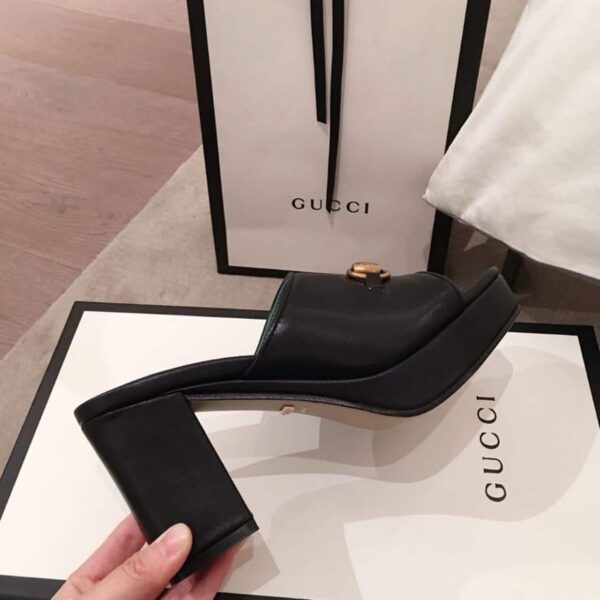 Gucci Horsebit Platform Mules Calfskin Leather Spring/Summer Collection Black