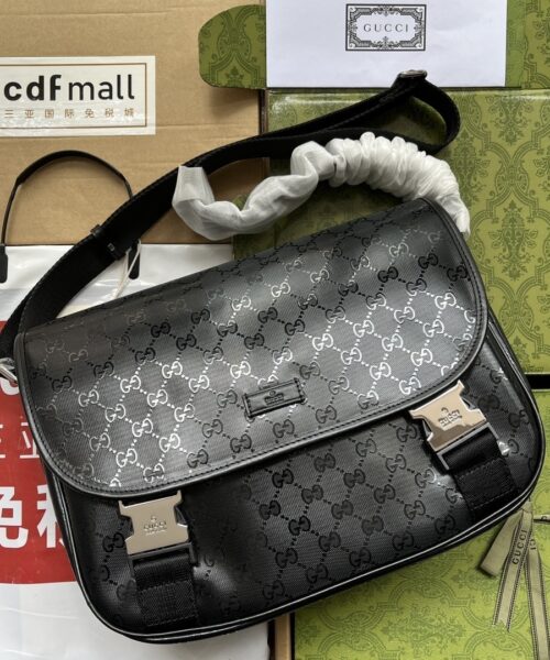 1:1 Replica Gucci Imprime Medium Messenger Bag Black For Women, Women's Bags 12in/30.5cm GG