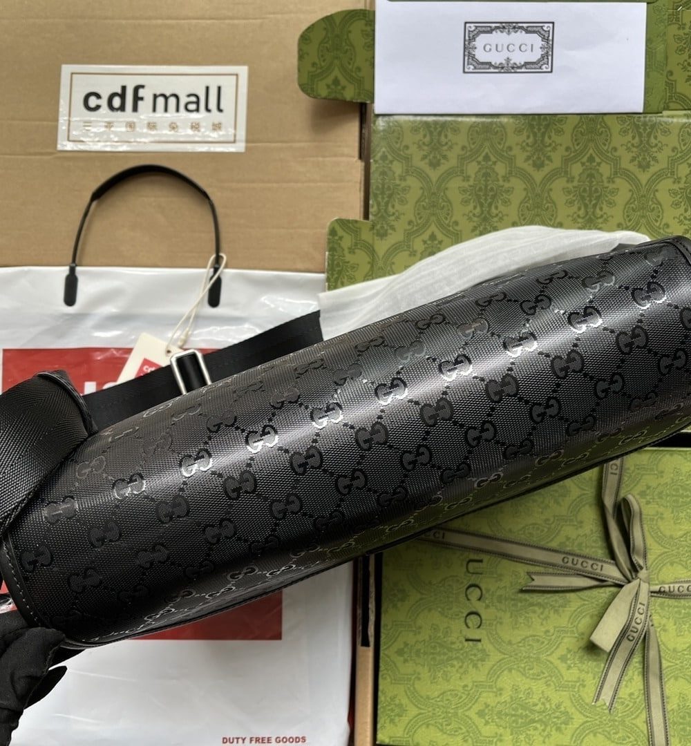 1:1 Replica Gucci Imprime Medium Messenger Bag Black For Women, Women's Bags 12in/30.5cm GG