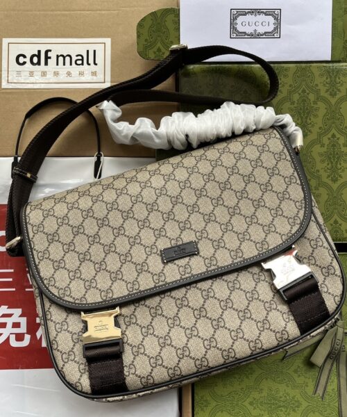 1:1 Replica Gucci Imprime Medium Messenger Bag Brown For Women, Women's Bags 12in/30.5cm GG