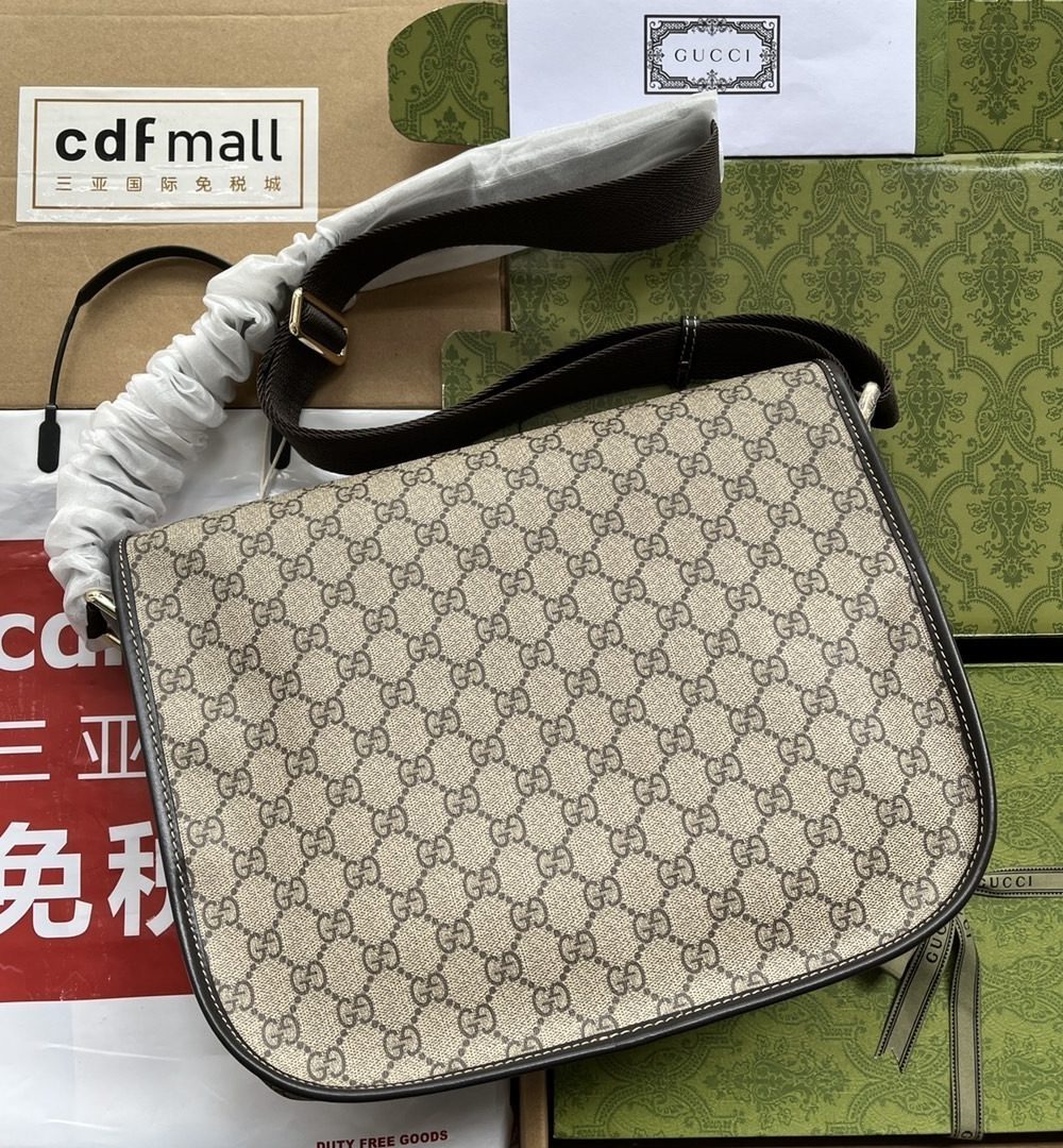1:1 Replica Gucci Imprime Medium Messenger Bag Brown For Women, Women's Bags 12in/30.5cm GG