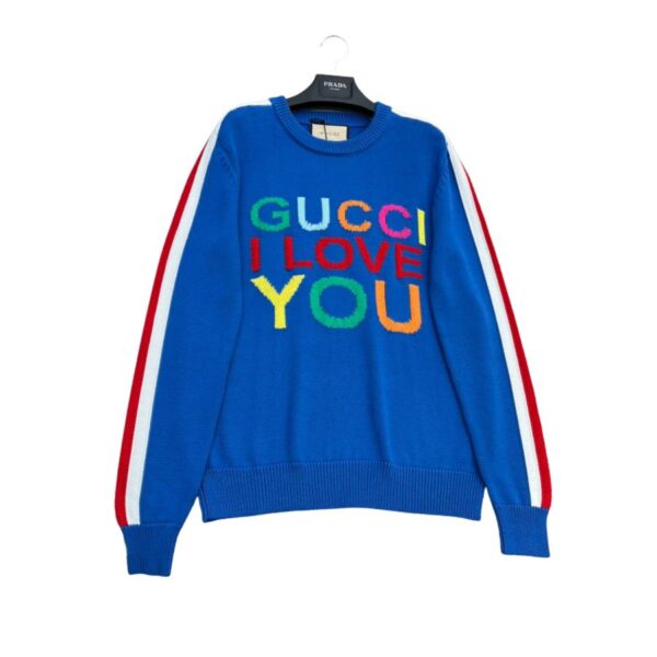 Gucci Intarsia Wool Sweater Blue For Women