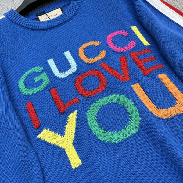 Gucci Intarsia Wool Sweater Blue For Women