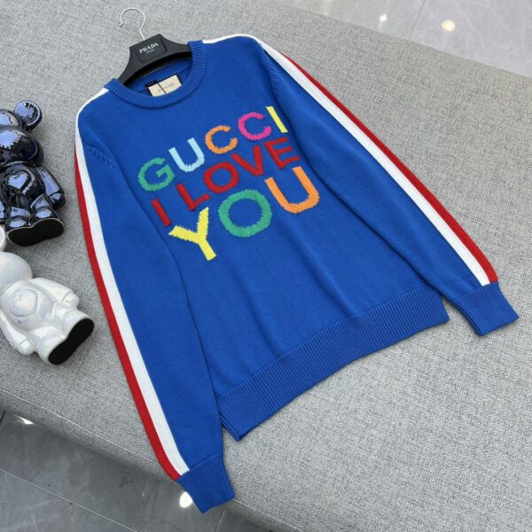 Gucci Intarsia Wool Sweater Blue For Women