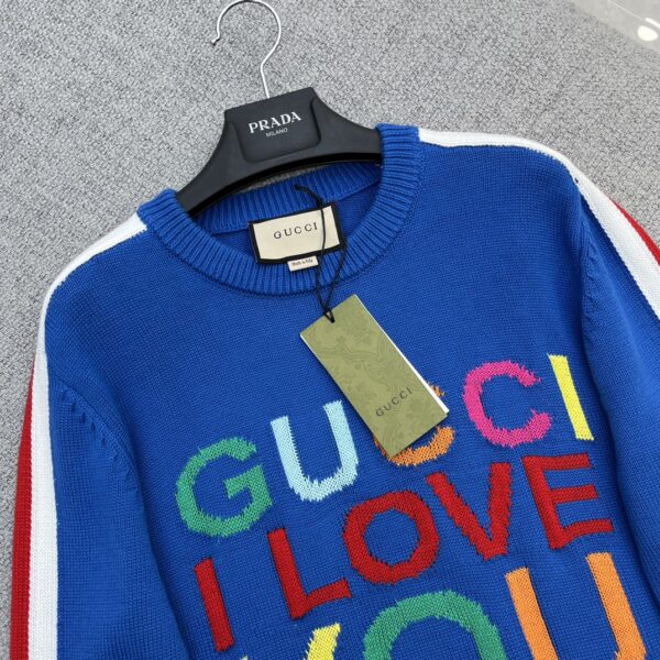 Gucci Intarsia Wool Sweater Blue For Women