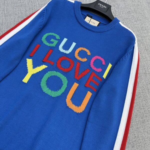 Gucci Intarsia Wool Sweater Blue For Women