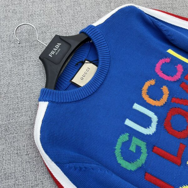 Gucci Intarsia Wool Sweater Blue For Women