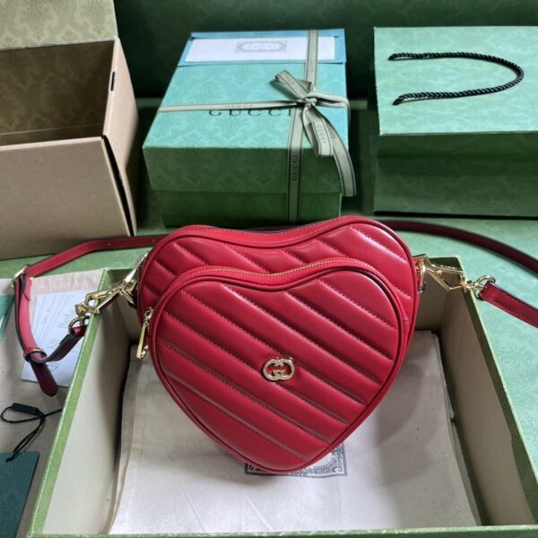 1:1 Replica Gucci Interlocking G Mini Heart Shoulder Bag Red/White/Black For Women 20cm / 7.9in 751628 AACCL 6433