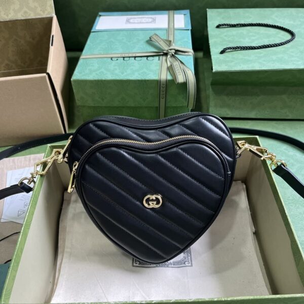 1:1 Replica Gucci Interlocking G Mini Heart Shoulder Bag Red/White/Black For Women 20cm / 7.9in 751628 AACCL 6433
