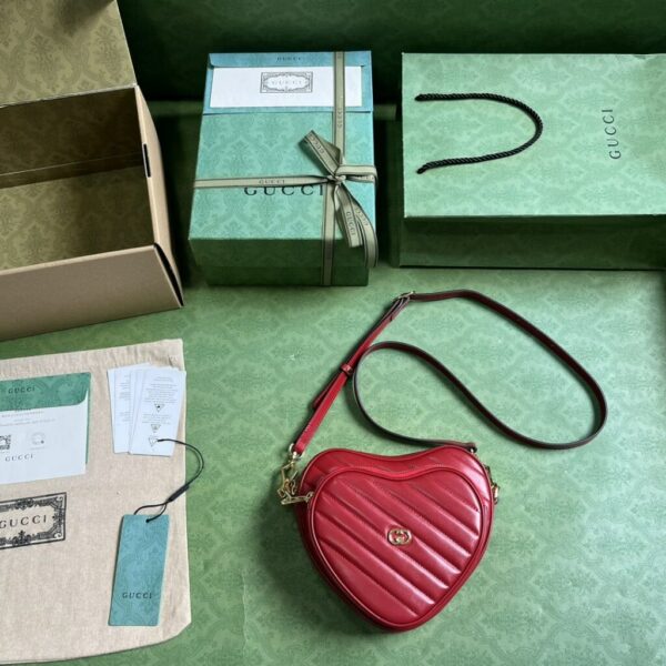 1:1 Replica Gucci Interlocking G Mini Heart Shoulder Bag Red/White/Black For Women 20cm / 7.9in 751628 AACCL 6433