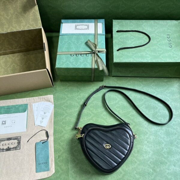 1:1 Replica Gucci Interlocking G Mini Heart Shoulder Bag Red/White/Black For Women 20cm / 7.9in 751628 AACCL 6433