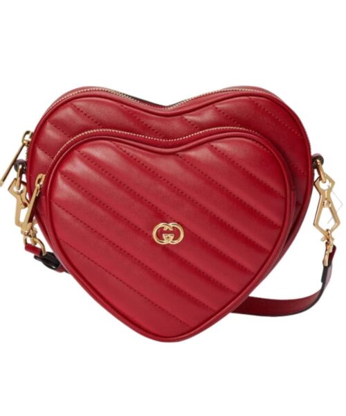 1:1 Replica Gucci Interlocking G Mini Heart Shoulder Bag Red/White/Black For Women 20cm / 7.9in 751628 AACCL 6433