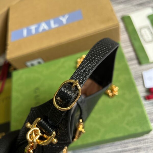 1:1 Replica Gucci Jackie 1961 Lizard Mini Bag Black For Women, Women's Bags 7.5in/19cm GG ‎675799 LUZ0G 1000