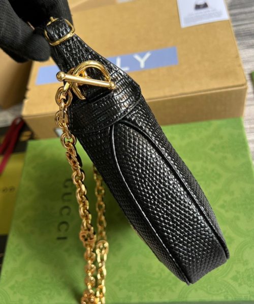 1:1 Replica Gucci Jackie 1961 Lizard Mini Bag Black For Women, Women's Bags 7.5in/19cm GG ‎675799 LUZ0G 1000