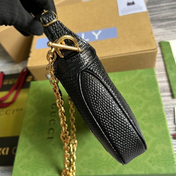 1:1 Replica Gucci Jackie 1961 Lizard Mini Bag Black For Women, Women's Bags 7.5in/19cm GG ‎675799 LUZ0G 1000