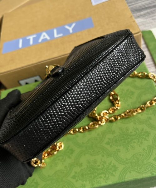 1:1 Replica Gucci Jackie 1961 Lizard Mini Bag Black For Women, Women's Bags 7.5in/19cm GG ‎675799 LUZ0G 1000