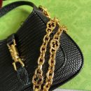 1:1 Replica Gucci Jackie 1961 Lizard Mini Bag Black For Women, Women's Bags 7.5in/19cm GG ‎675799 LUZ0G 1000