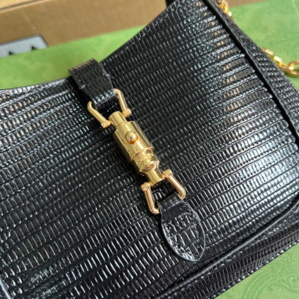 1:1 Replica Gucci Jackie 1961 Lizard Mini Bag Black For Women, Women's Bags 7.5in/19cm GG ‎675799 LUZ0G 1000