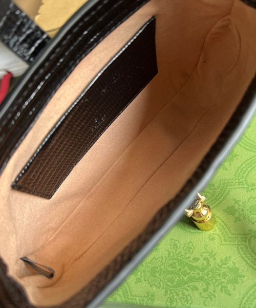 1:1 Replica Gucci Jackie 1961 Lizard Mini Bag Black For Women, Women's Bags 7.5in/19cm GG ‎675799 LUZ0G 1000