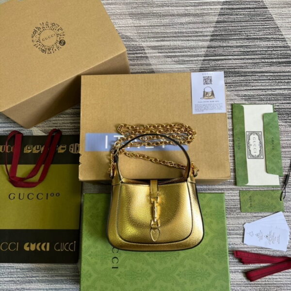 1:1 Replica Gucci Jackie 1961 Lizard Mini Bag Gold For Women, Women's Bags 7.5in/19cm GG ‎