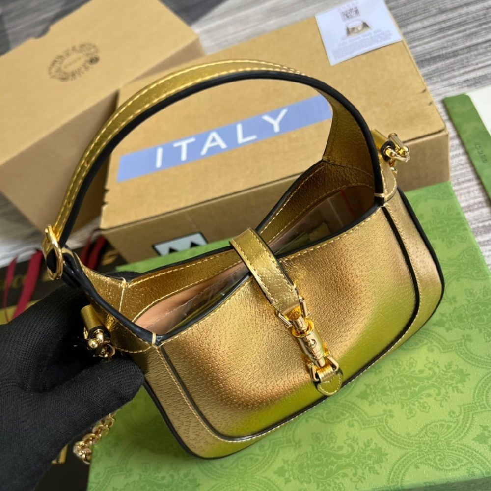 1:1 Replica Gucci Jackie 1961 Lizard Mini Bag Gold For Women, Women's Bags 7.5in/19cm GG ‎ - Image 7