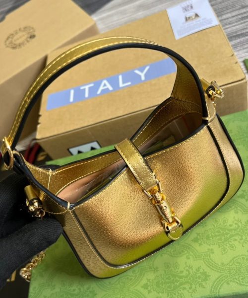 1:1 Replica Gucci Jackie 1961 Lizard Mini Bag Gold For Women, Women's Bags 7.5in/19cm GG ‎