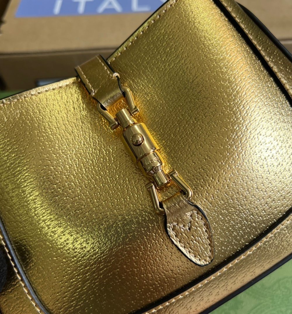 1:1 Replica Gucci Jackie 1961 Lizard Mini Bag Gold For Women, Women's Bags 7.5in/19cm GG ‎