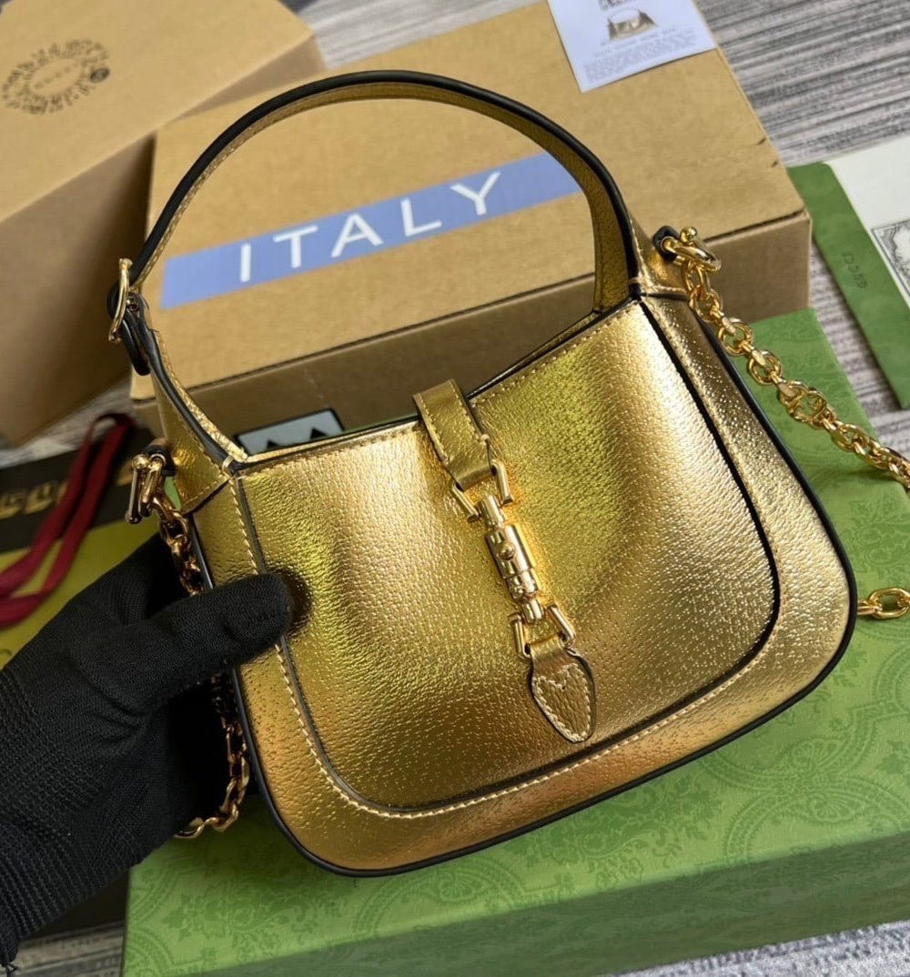 1:1 Replica Gucci Jackie 1961 Lizard Mini Bag Gold For Women, Women's Bags 7.5in/19cm GG ‎
