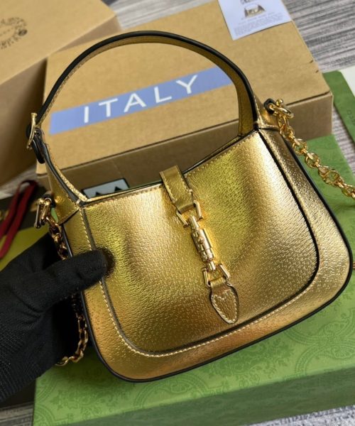 1:1 Replica Gucci Jackie 1961 Lizard Mini Bag Gold For Women, Women's Bags 7.5in/19cm GG ‎