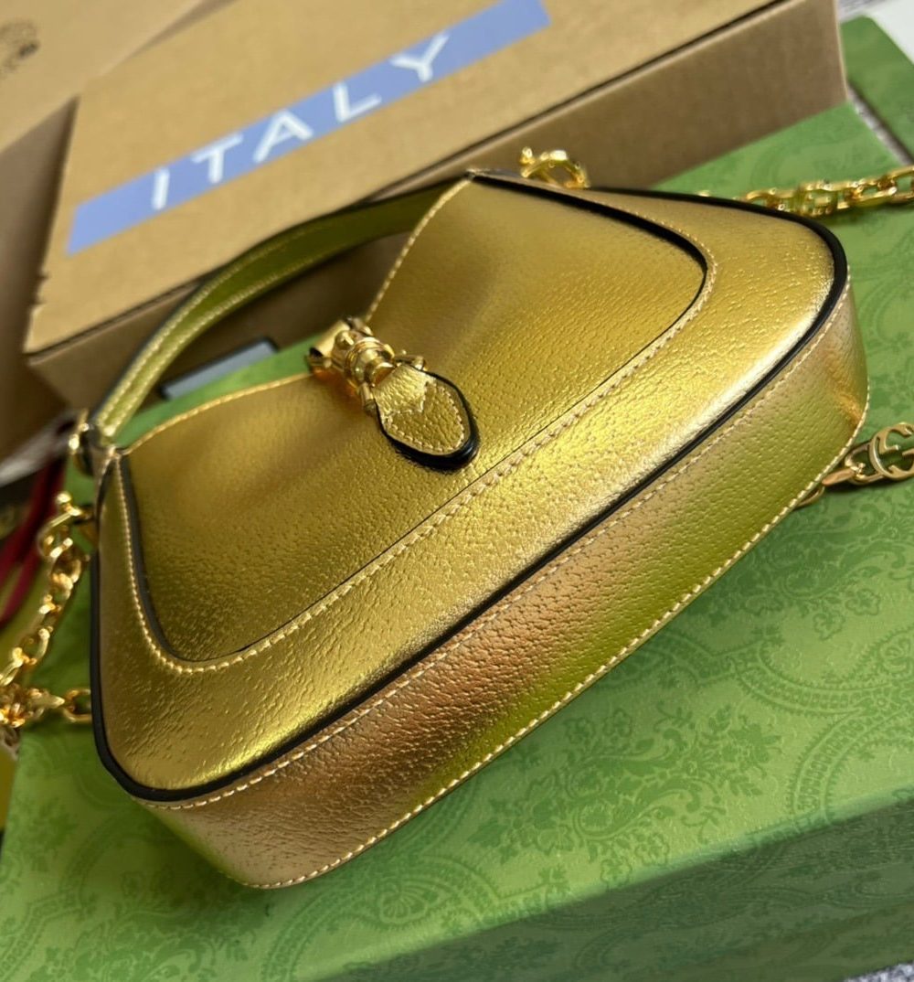 1:1 Replica Gucci Jackie 1961 Lizard Mini Bag Gold For Women, Women's Bags 7.5in/19cm GG ‎