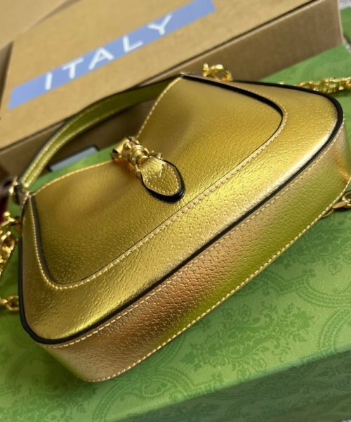 1:1 Replica Gucci Jackie 1961 Lizard Mini Bag Gold For Women, Women's Bags 7.5in/19cm GG ‎