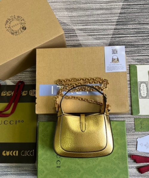 1:1 Replica Gucci Jackie 1961 Lizard Mini Bag Gold For Women, Women's Bags 7.5in/19cm GG ‎