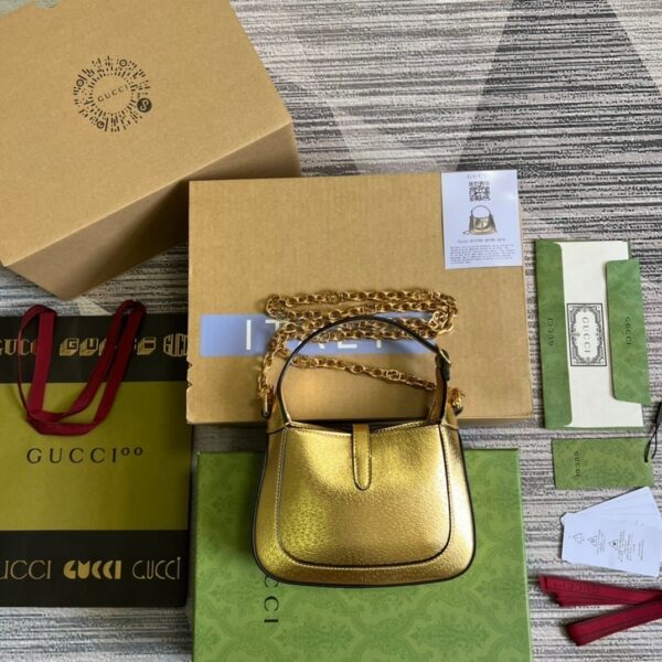 1:1 Replica Gucci Jackie 1961 Lizard Mini Bag Gold For Women, Women's Bags 7.5in/19cm GG ‎