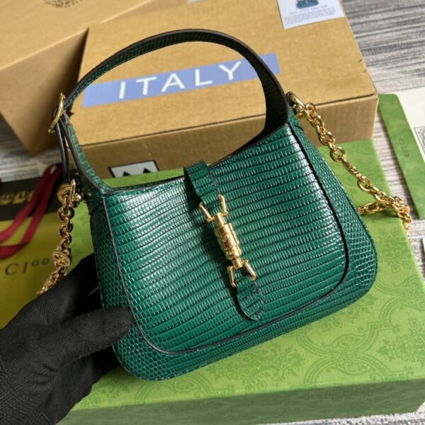 1:1 Replica Gucci Jackie 1961 Lizard Mini Bag Green For Women, Women's Bags 7.5in/19cm GG ‎