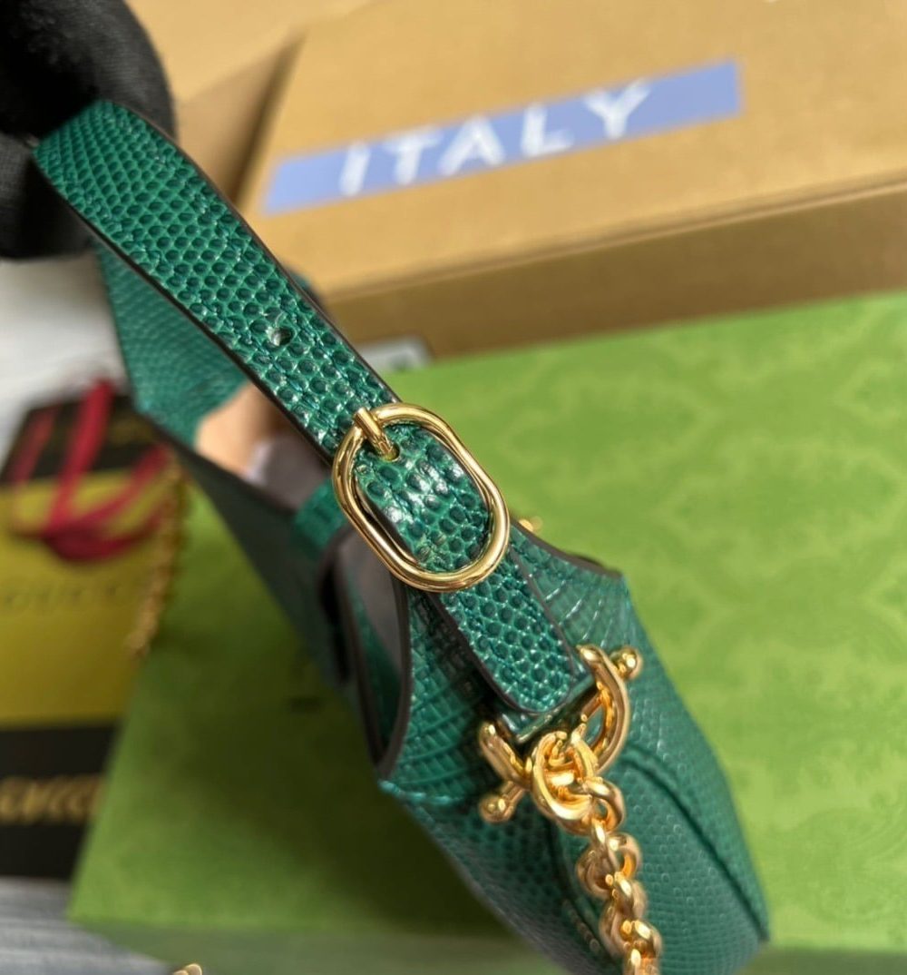 1:1 Replica Gucci Jackie 1961 Lizard Mini Bag Green For Women, Women's Bags 7.5in/19cm GG ‎