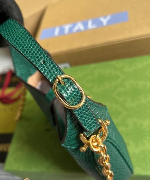 1:1 Replica Gucci Jackie 1961 Lizard Mini Bag Green For Women, Women's Bags 7.5in/19cm GG ‎