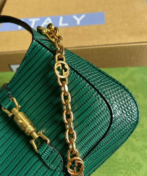 1:1 Replica Gucci Jackie 1961 Lizard Mini Bag Green For Women, Women's Bags 7.5in/19cm GG ‎