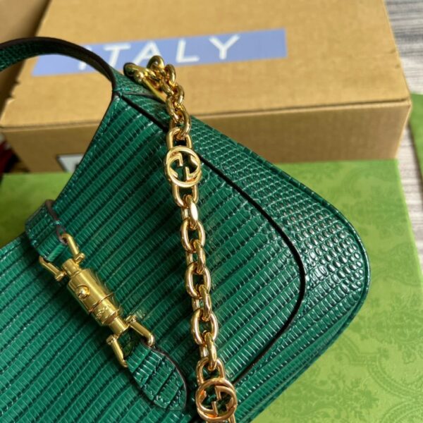 1:1 Replica Gucci Jackie 1961 Lizard Mini Bag Green For Women, Women's Bags 7.5in/19cm GG ‎