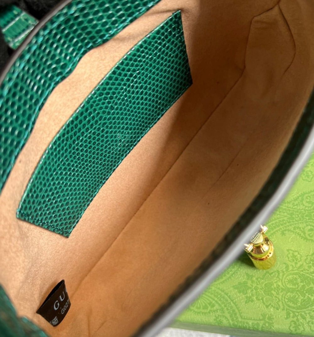 1:1 Replica Gucci Jackie 1961 Lizard Mini Bag Green For Women, Women's Bags 7.5in/19cm GG ‎