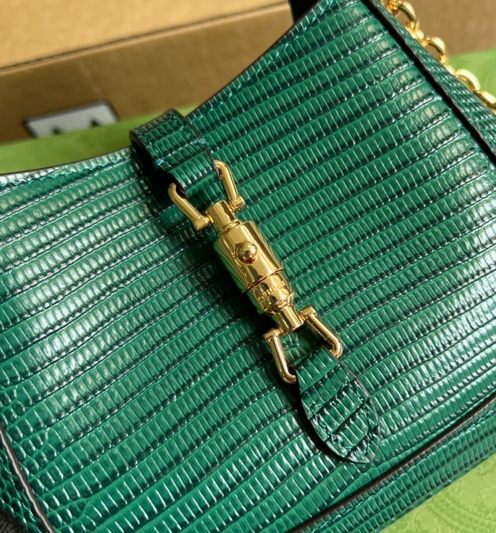 1:1 Replica Gucci Jackie 1961 Lizard Mini Bag Green For Women, Women's Bags 7.5in/19cm GG ‎