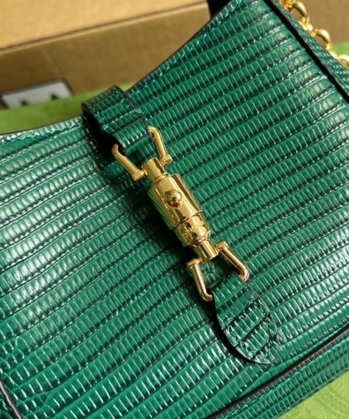 1:1 Replica Gucci Jackie 1961 Lizard Mini Bag Green For Women, Women's Bags 7.5in/19cm GG ‎