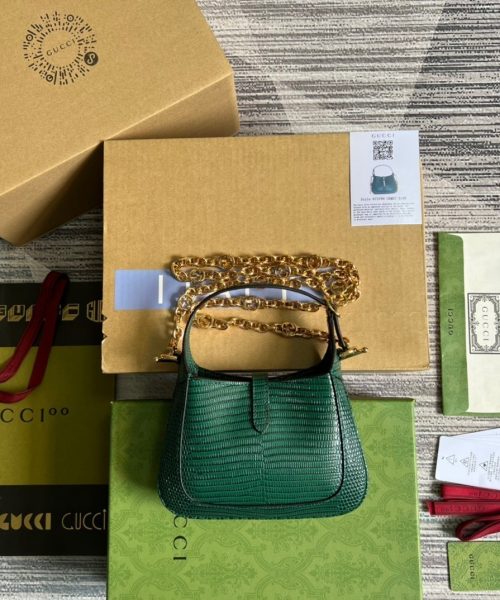 1:1 Replica Gucci Jackie 1961 Lizard Mini Bag Green For Women, Women's Bags 7.5in/19cm GG ‎