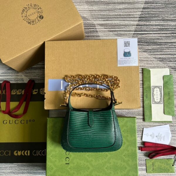 1:1 Replica Gucci Jackie 1961 Lizard Mini Bag Green For Women, Women's Bags 7.5in/19cm GG ‎