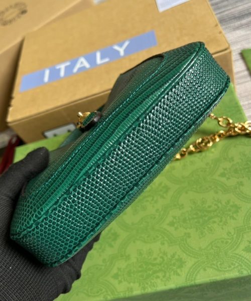 1:1 Replica Gucci Jackie 1961 Lizard Mini Bag Green For Women, Women's Bags 7.5in/19cm GG ‎