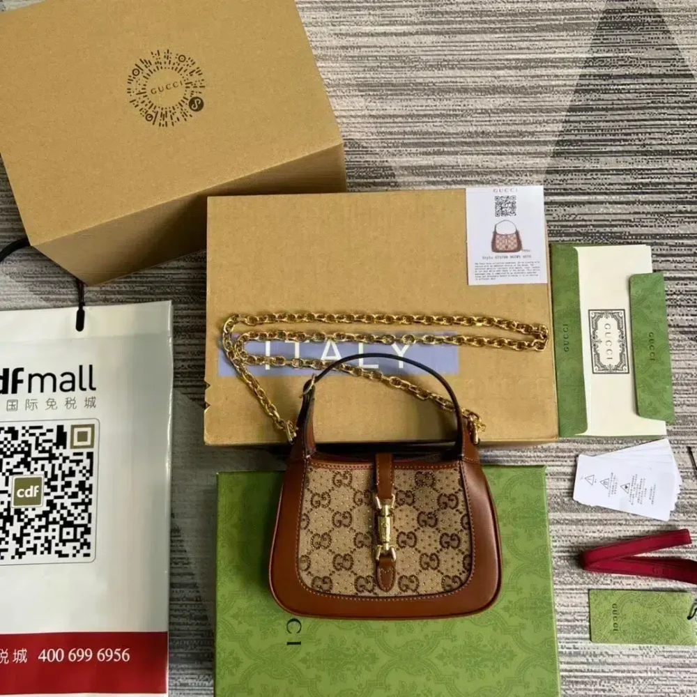 1:1 Replica Gucci Jackie 1961 Mini GG Shoulder Bag Beige For Women, Women's Bags 7.5in/19cm GG 675799 21HRG 2687
